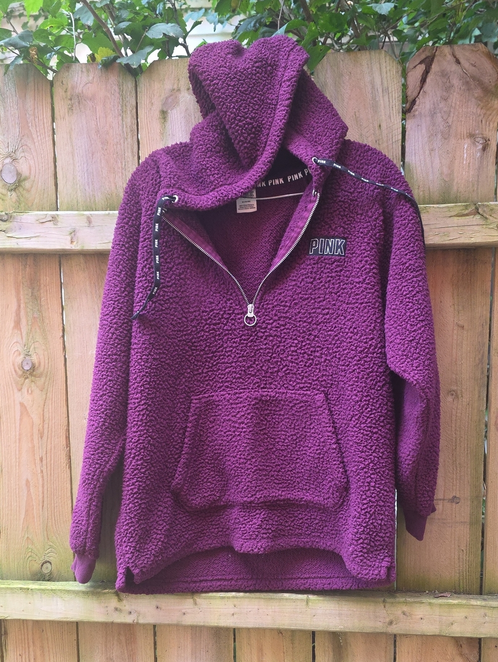 PINK Victoria's Secret Plush Sherpa Half-Zip Hoodie - Plum